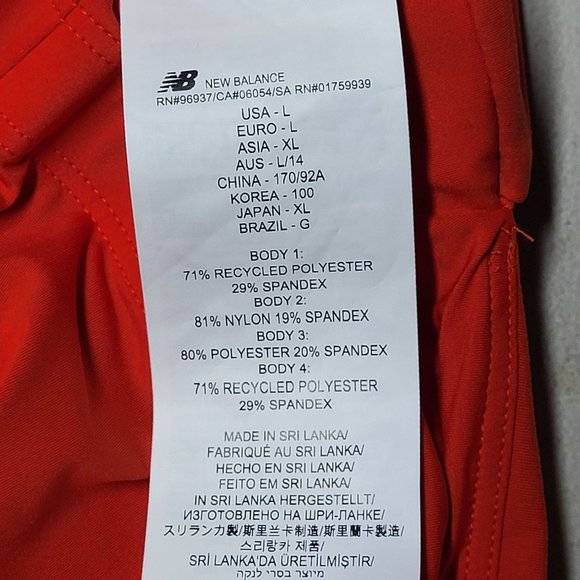 NWT New Balance STAUD Performance CROP‎ TOP Large Red Pink Color Block Fitness - Picture 8 of 15